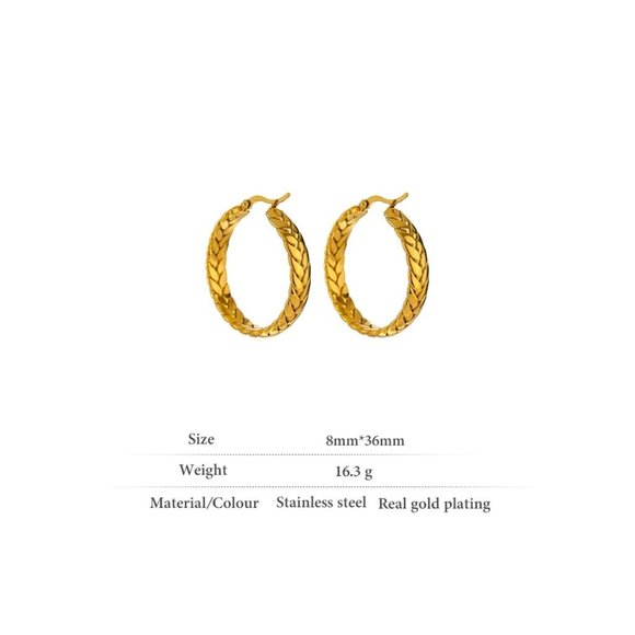 NEW 18K Gold Plated Round Braided Hoop Earrings - Picture 8 of 8